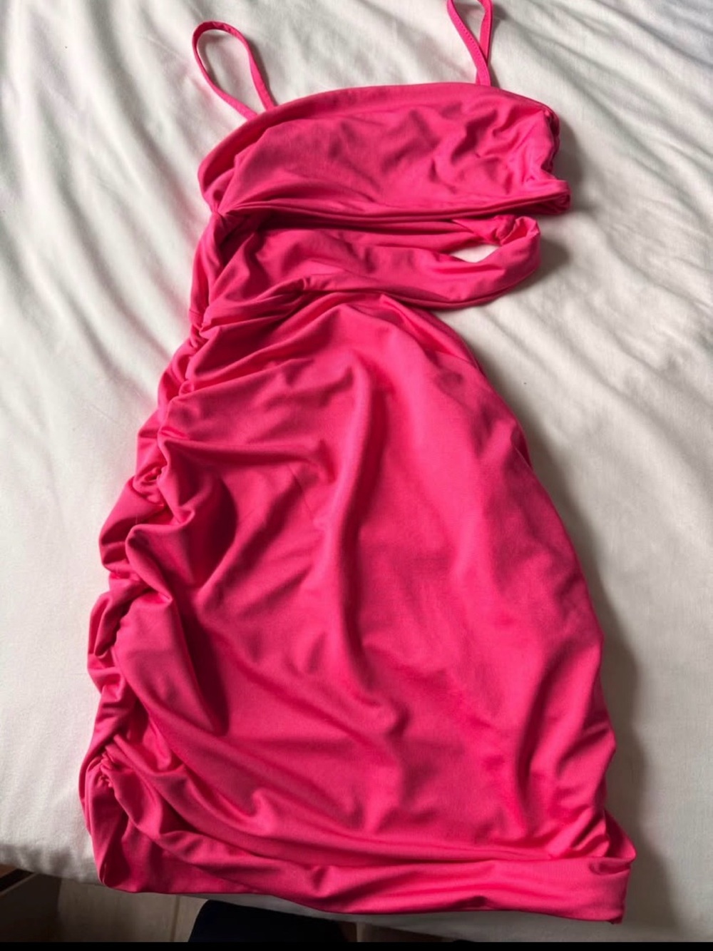 Women’s Hot Pink Ruched One-Piece Dress